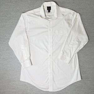 Jos A Bank Traveler Men's White Dress Shirt Size 16.5 32 Tailored Fit Cotton
